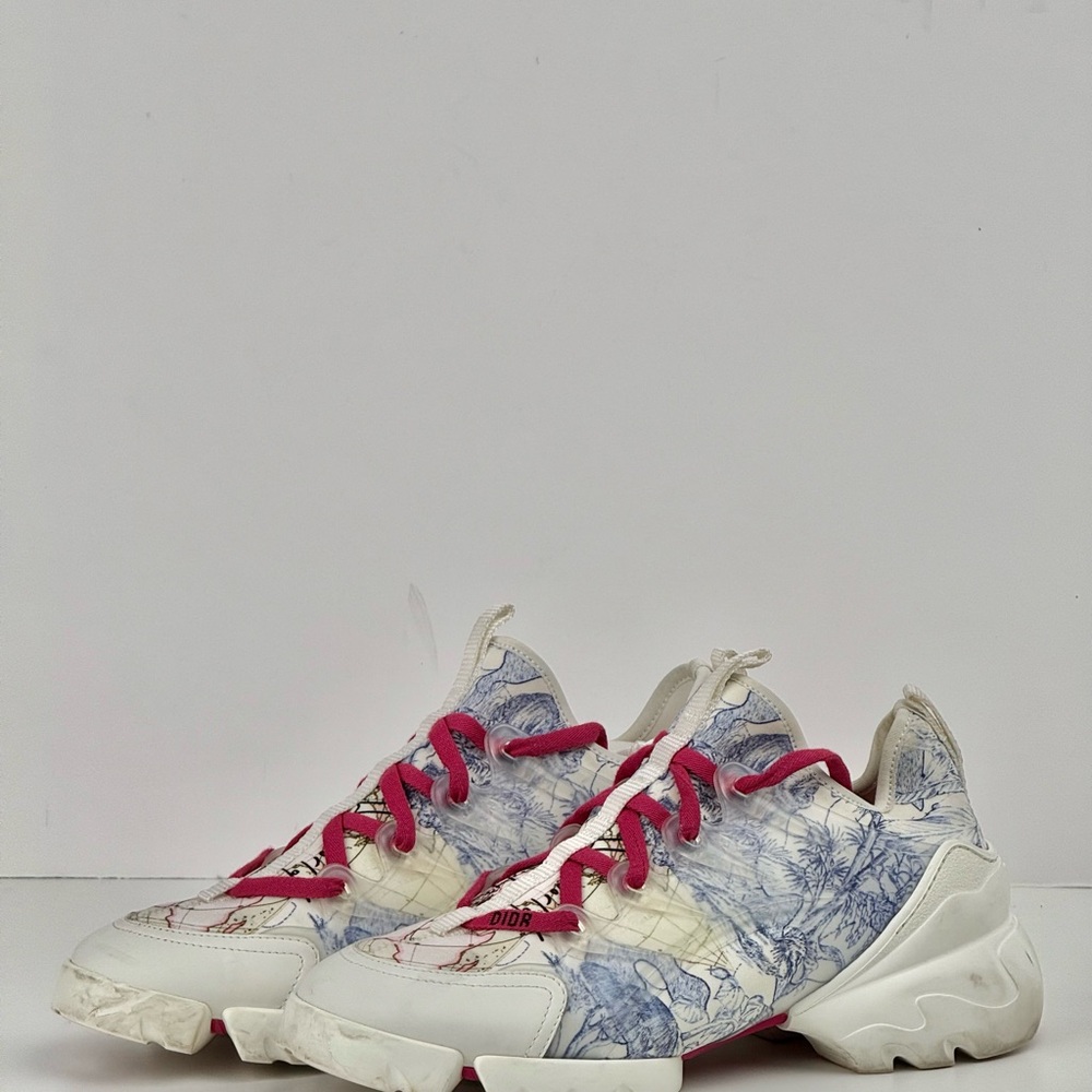 Dior Technical Fabric Dior Around the World Print Womens D-Connect Sneakers 39.5